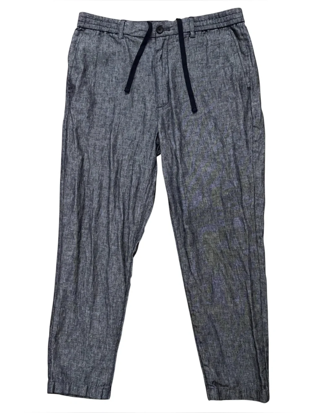 Banana Republic Mason Athletic Tapered Pant Mens 34x30 Drawstring Linen Blue